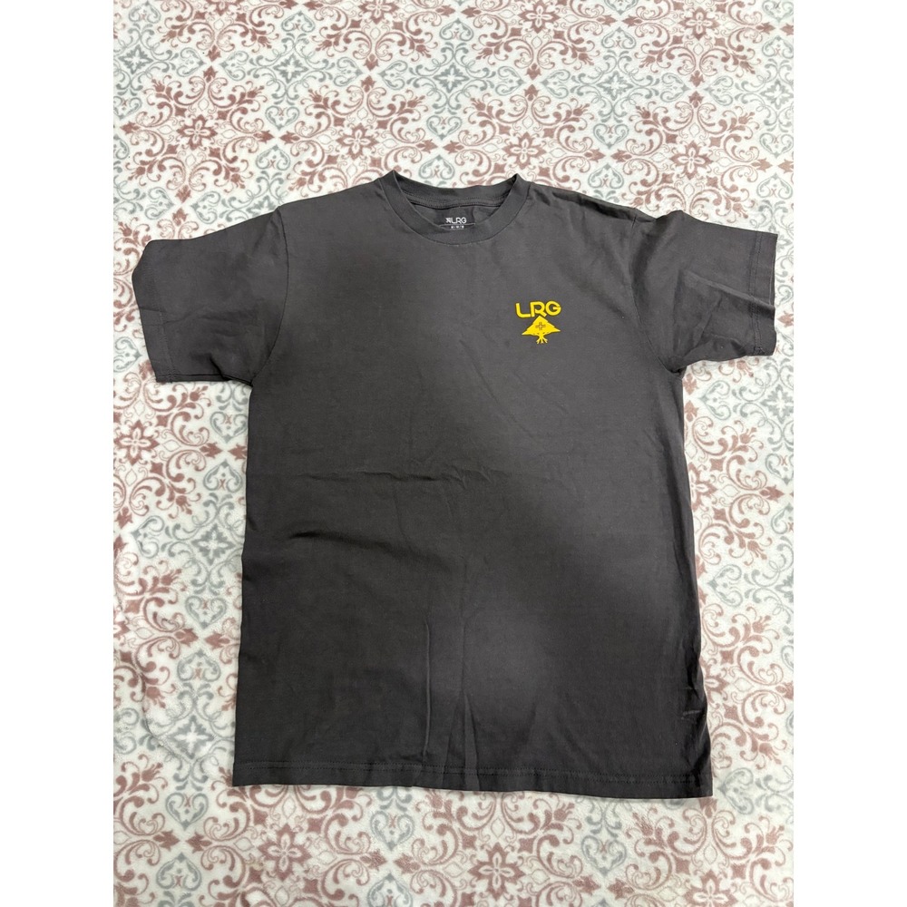 LRG Lifted Research Group Mens Graphic T-Shirt Gray Yellow Tree Logo Size M